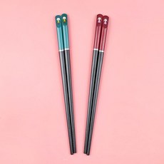 親子合金筷子3雙裝4家用防滑寶寶短小孩分人標志家庭筷一家三口四筷子環保筷防滑筷子耐熱筷子餐具用品, 兒童短）男孩+女孩, 1個