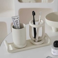 욕실 양치컵 욕실컵걸이 세라믹 제품 집들이선물 트레이 세트 칫솔보관, 상세페이지 참고, 4. 양치컵 코코넛 밀크