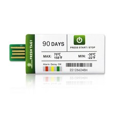 Freshliance 1팩 온도 데이터 로거 USB 일회용 레코더 30000 포인트 자동 PDF CSV 보고서 높은 정확도 60일 냉동 운송 콜드 체인 프레시 태그 1, 10pack, 90DAYS
