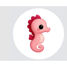 티셔츠에코백DIY전사지(말랑꿈틀ILY(G)동물캐릭터, 1개, 핑크해마코랄