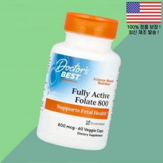 닥터스베스트 엽산 폴레이트 폴릭 애씨드 800 800mcg 식물성 베지캡슐 60정 Doctor's Best Fully Active Folate 60 Veggie Caps, 1