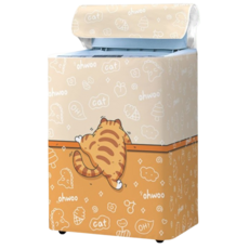 洗衣機套 洗衣機防塵套 小號款 通用直立式洗衣機防曬罩 可愛貓咪造型, 直立通用款4.5-6.5KG(橘貓爬牆)