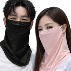 에누온드 1+1 UV 자외선 차단 스포츠 쿨 마스크 넥커버, 1세트, 블랙+핑크