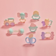 신생아 딸랑이 치발기 8종 선물세트 (선물용 쇼핑백 포함), 없음, 1개