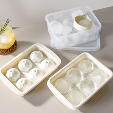 이지앤프리 오브제 크리스탈 아이스볼 6구 + 얼음 보관통 + 원형 스쿱 A 세트, Natural White, 1세트