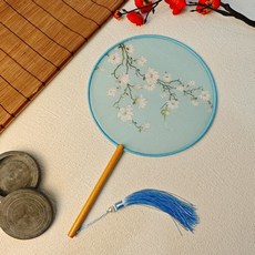 拾禮桃花坊 雙面繡團扇, 1個, 白蘭花（雙面印刷）,百搭團扇  匠心出品 專業蘇繡, 白蘭花, 百搭團扇