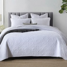 침대 전체 덮개 이불 1개, 화이트 원반