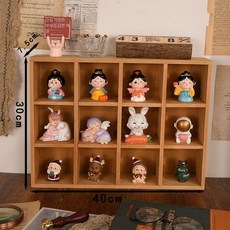진열대 선반 책상 대형 컵 보관대 소품 12칸 장식품, 1단, 내추럴 우드 소형 12칸