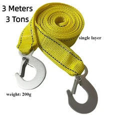 1개 4M 자동차 견인 케이블 고하중 3톤/5톤 트레일러 로프 당김 스트랩 고리 밴 복구 액세서리, 01 3M 3Ton