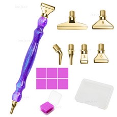 本島出貨 鑽石畵新款樹脂點鑽筆 螺紋鑽石繡DIY方鑽圓鑽彩色金屬點鑽頭工具, 1個