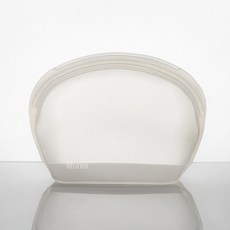 ECO BELIEVER 站立式矽膠袋 可折疊大開口 密封保鮮食物袋, 1個, 水晶白1000ml