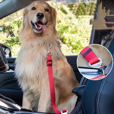 1+1 강아지 안전벨트 데님 차량용 반려동물 반려견 애완견 고정 보호, 1세트, 레드+검정