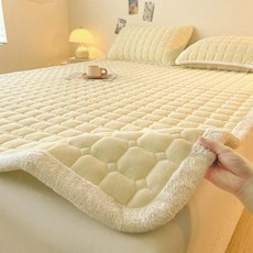 밀크 벨벳 매트리스 플리스 소재 침대 시트 커버 가을용 보호대, 9. Dot yellow / A. 150x200cm, 1개