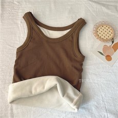 極細絨螺紋加絨保暖U領背心