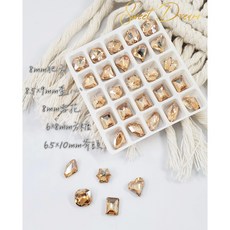 Sweet Dream 美甲尖底水晶鑽飾25入，多尺寸多形狀，美甲裝飾素材, 1個, 香檳金【25顆入套組】
