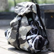 허니쏭 인라인가방 밀리터리 그래피티 롤러스케이트 백팩 가방 스포츠 스케이트 여행용 롤러블레이드, 1개, 카모플라주 그린 중형