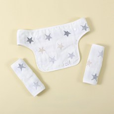 愛兒寶背巾口水巾 腰凳前墊 肩帶口水巾 親膚柔軟 多功能設計 方便清洗, 1個, B款大五星前墊+肩帶, 粉色