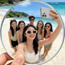 Owete 셀카용 미니 볼록거울 휴대용 감성 셀카 미러 9.5cm, 1개, 실버