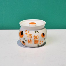 優選 加厚瓦罐燉盅陶瓷煨湯隔水燉罐蒸蛋一人份商用家用 副廠商品, 1個, 柿柿如意 1個裝 500ml