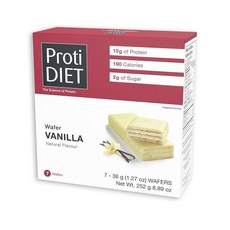 192993 ProtiDiet 고단백질 바닐라 웨이퍼 바 7개 / 단백질 10g 저칼로리 저설탕 저탄수화물, 1개