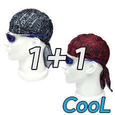 1+1 국산 매쉬형 쿨 여름 두건 자전거 두건, 블랙+레드, 1개