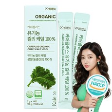 케어플러스 유기농 컬리케일 100% 동결건조 곱슬케일 분말 가루 스틱, 28g, 1박스