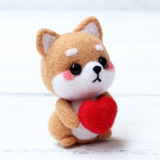DIY 양모펠트 니들펠트 양모공예 20 하트 시바, 1개
