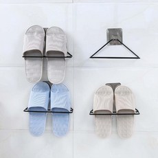 스마트 무타공 삼각 욕실화걸이 슬리퍼걸이, 5개, 블랙