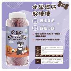 "3貓2館" 韓國 O Bli! 噢，比利！水果潔牙好棒棒 300g 潔牙棒 潔牙骨 狗零食 潔牙零食, 1個, 皮膚保健 ( 藍莓口味)