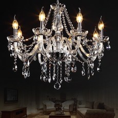 歐式水晶吊燈 LED餐吊燈吸頂燈 餐廳廚房客廳燈飾 透明6燈頭, 透明6頭