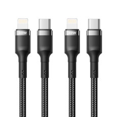 C타입 to 라이트닝 고속충전 케이블 아이폰케이블 PD, 2개, 블랙, 1m