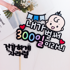 맑은날상점 아기 50일 100 200일 토퍼 백일 셀프촬영 소품 신생아 내가벌써, 1개, 남아-300일
