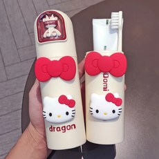 다나에 헬로키티 리본 액세서리 양치컵 칫솔컵 세트 휴대용 칫솔 케이스 +Integrated International Trade Co. Ltd 머리핀, 1개, 미백색-B