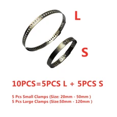 범용 스테인레스 스틸 액슬 CV 조인트 부트 크림프 클램프 키트 구동축 CV 부트 클램프 20- 50mm 50- 120mm, 02 5pcs L and 5pcs S