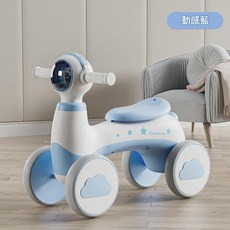 Youbeno 兒童平衡車 四輪學步滑行車 音樂防側翻, 動感藍 滑行款, 1個