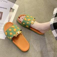 涼拖鞋女夏外穿ins潮時尚室內浴室洗澡家用防滑軟底可愛奶牛拖鞋, 波吉方塊一字拖白色,40/41適合平時39-40, 1個