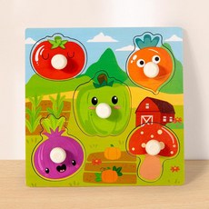 手抓板拼圖 嬰幼兒童認知配對益智玩具, 蔬菜认知手抓板, 1個