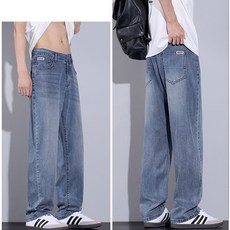 비비디아 남성 쿨 맥스 아이스 원단 빅사이즈 청 데님 바지 와이드 탠셀 청바지 (S~6XL) 5625