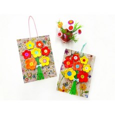 DIY 미술 작품 단추 모루 꽃다발 액자 만들기 어린이미술 학습용