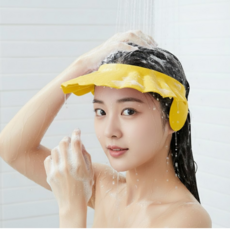 이지앤코 귀에 물이 들어가지 않는 사이즈 조절 성인용 샴푸모자 샴푸캡 머리감기캡, 옐로우, 1개