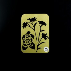 美國銅片 NS 銅片浮雕藝術型版，聖誕節玫瑰花萬聖節主題形染板，DIY裝飾模板, 1個, Ns10拼接式玫瑰花 8.3x5.7 c