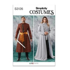 Simplicity SS3126AA 남성용 피티드 코트 및 망토 같은 안감 조끼 판타지 코스튬 바느질 패턴 패킷 디자인 코드 S3126 사이즈 34-36-38-40-42