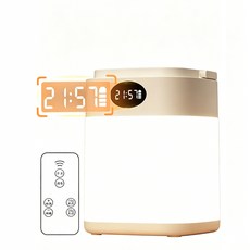 ANWO 充插兩用 遙控小夜燈 led燈 小夜燈 氛圍小夜燈 觸控燈 充電小夜燈 床頭燈 時鐘夜燈 usb小夜燈 手提燈, 充插兩用【遙控+時鐘】RGB七彩變色