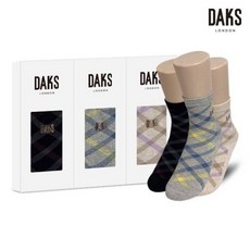 숙녀양말 3족 선물세트 면중목 사선체크 25403