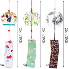 일본식 윈드차임 헐링 풍경 종 유리 크리스탈 벨 바람망사장식품 정원 장식 후우링, [01] s36 3PCS