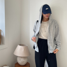 에르모소 루즈핏 남녀공용 무지 후드집업 간절기 HF-C087