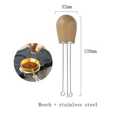 커피 필터 barsetto 머신 용 58mm 3 귀 portafilter 바텀리스 스테인레스 스틸 스탠드 우드 바텀리스 핸들, 커피 탬퍼 바늘, 1개