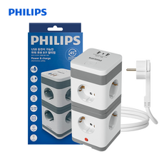필립스 고용량 파워 타워탭 디자인 멀티탭 8구 USB C타입 A타입 납작 콘센트, 화이트 CHP5910WB, 1개, 3m 화이트 CHP5910WB, 1개, 3m