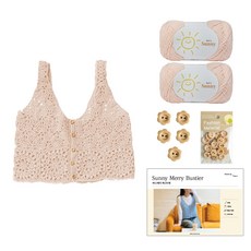 [DIY패키지] 써니 메리 뷔스티에 (써니 2볼+ 레터링 플라워 나무단추 +인쇄도안), 104 페일핑크, 1세트