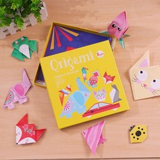 Baby童衣 兒童DIY手工立體摺紙 幼兒園摺紙教材 激發創意 培養耐心 安全環保, 1個, 內含三種尺寸，共144張